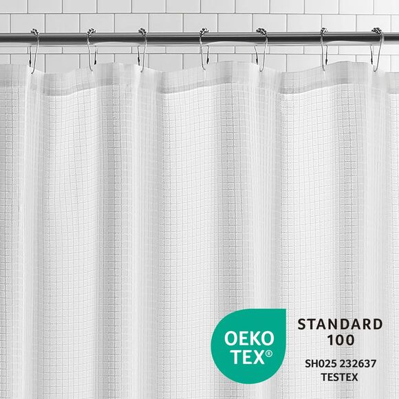Eco-Basics Shower Set – White 72" x 72" 2 Piece Set, Embossed Curtain with Peva - Picture 7 of 12